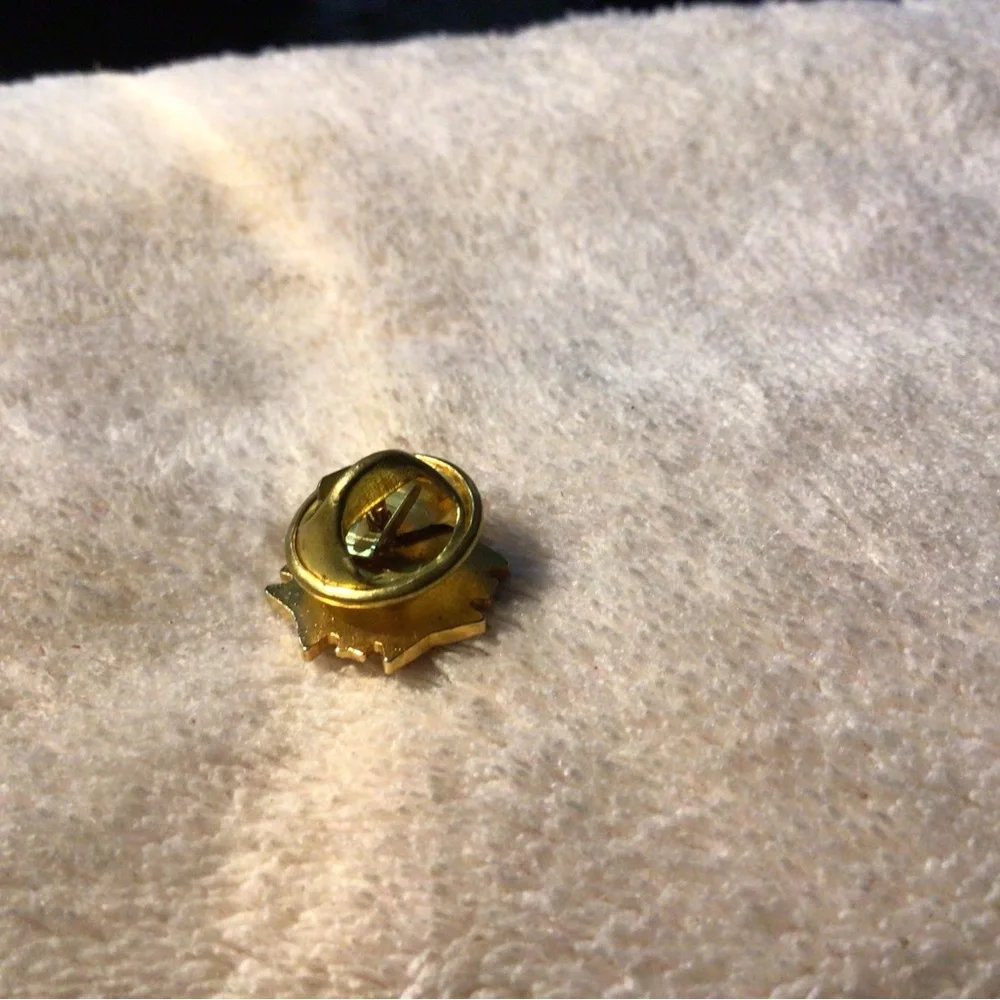 Gold and Red Enamel Military-Style Cross Lapel Pin